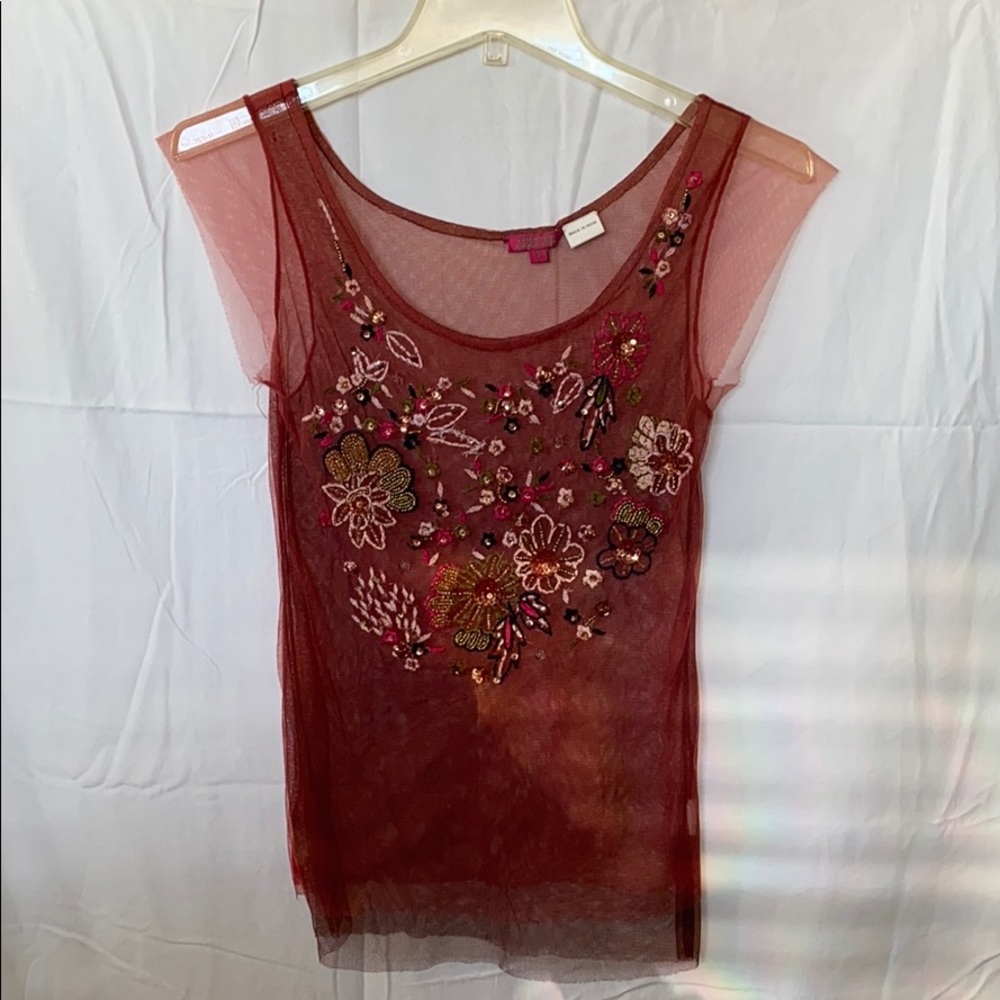 Chan Luu tulle beaded embroidered top